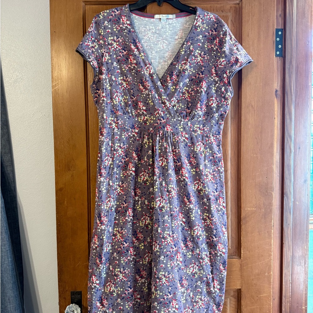 Boden Purple and Pink Flutter Sleeve Midi Sundress